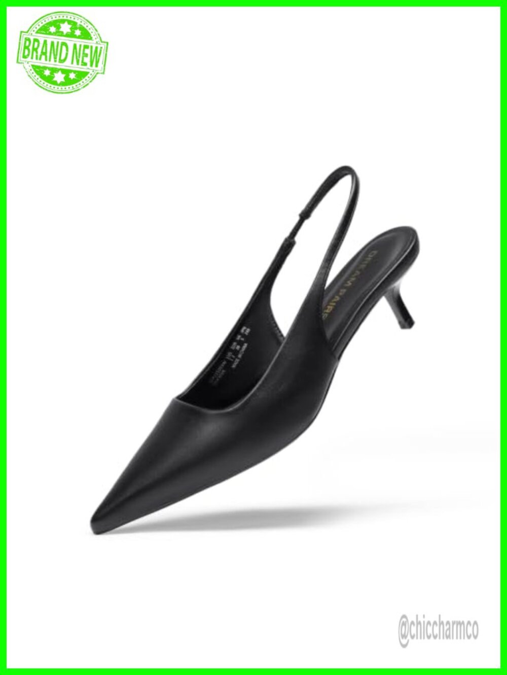Kitten Heels Slingback Pointed Toe Faux Leather Dress Pumps Women's